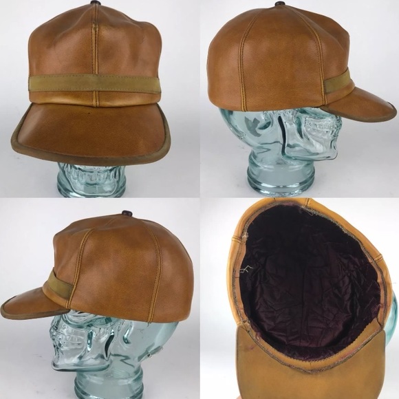 Other - Leather Distressed Fitted Hat Quilted Lining